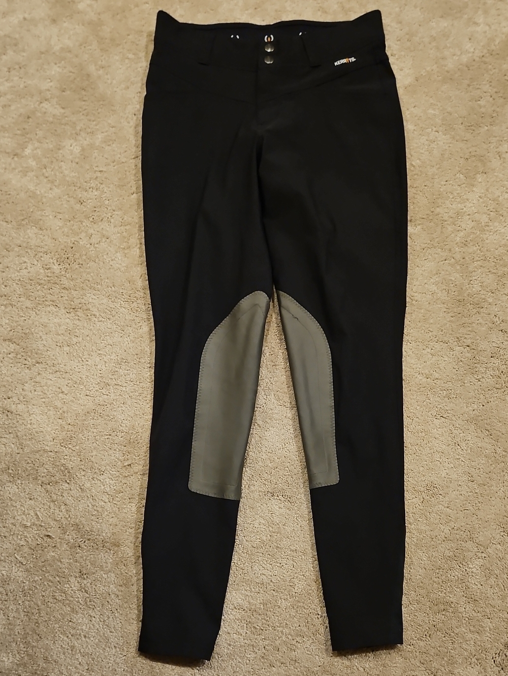 Kerrits Black Riding Pants with Gray Inner Leg Patches